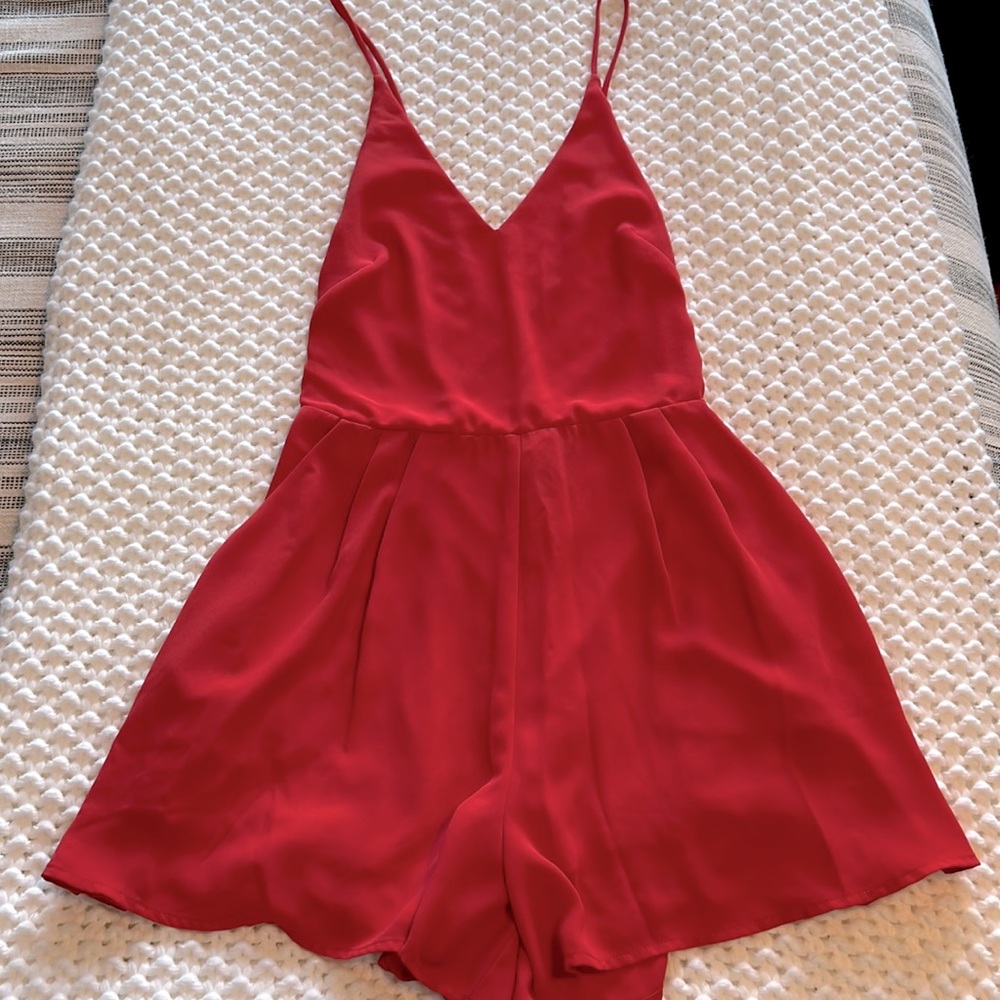 Red Crossback Romper, Size Medium